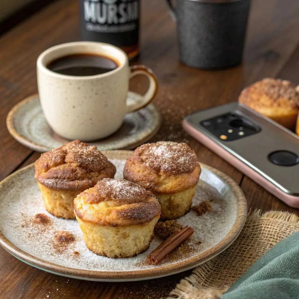 French toast muffins served with coffee.